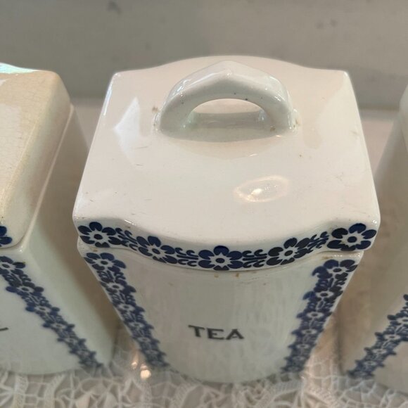 Matching Set 3 Tea Sugar Coffee Dek 1623 Ges Geschatzt Porcelain Canisters - Picture 6 of 11